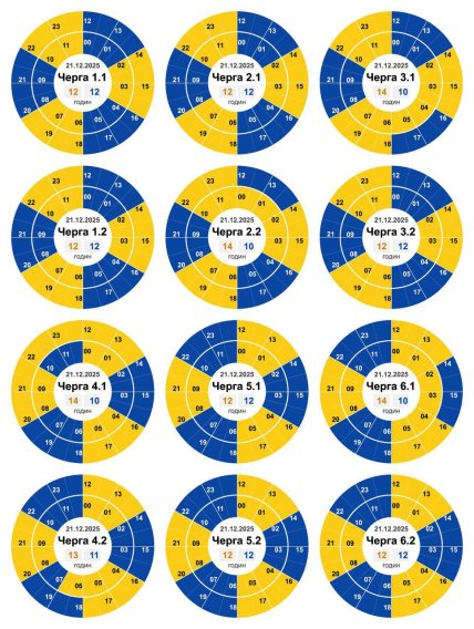 График отключения света в Кропивницком и Кировоградской области 21.12.2025