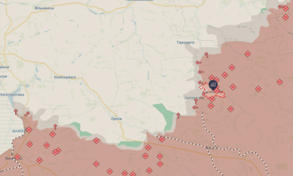 Ситуация в районе Гуляйполя на карте deepstate