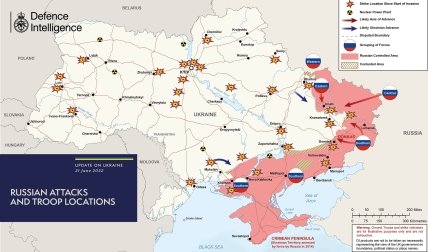 Карта боев в Украине за 21 июня