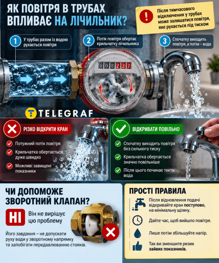 Как воздух в трубах влияет на счетчики