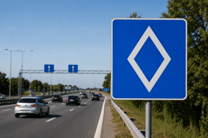 Користуватись виділеною цим знаком смугою можуть лише автомобілі з кількома пасажирами