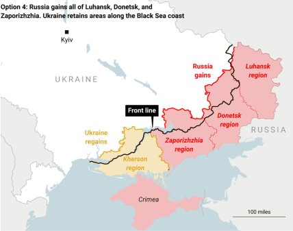 Карта можливої угоди щодо України, якщо Путін відмовиться від Херсонської області