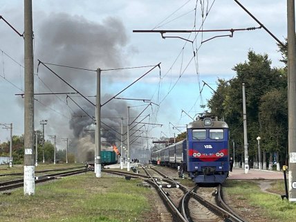 Горит поезд в Шостке