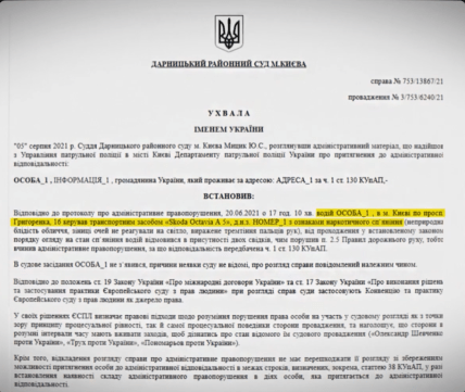 Постановление суда на Андрея Юшко