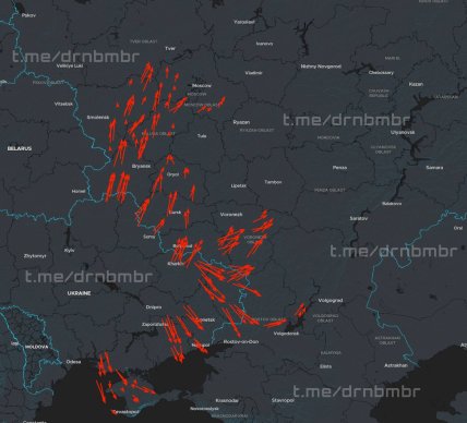Направление движения дронов, которые летят атаковать Россию, — карта