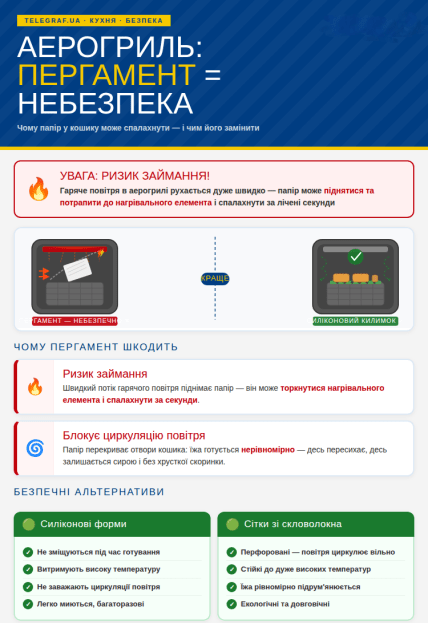 Почему пергамент использовать в аэрогриле опасно и чем можно заменить