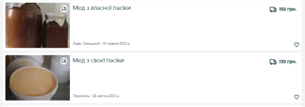 Цена на мед в Украине