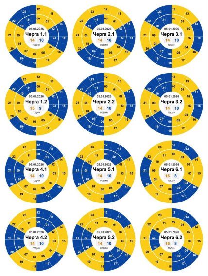 Графік відключення світла у Кропивницькому та Кіровоградській області 05.01.2026
