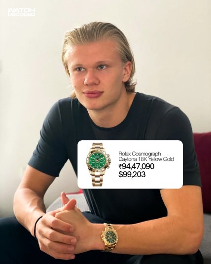 Ерлінг Голанд з годинником Rolex Cosmograph Daytona 18k Yellow Gold