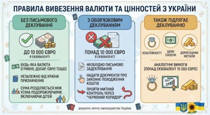 Правила вывоза валюты и ценностей из Украины