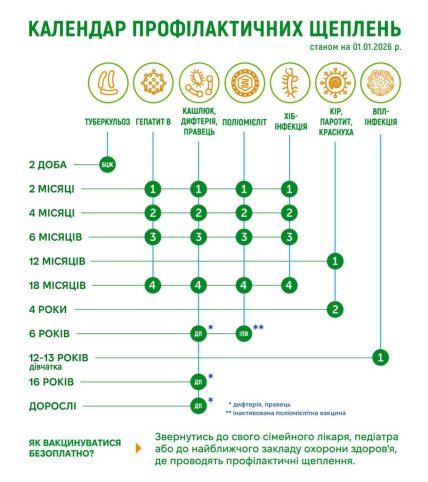 Календарь профилактических прививок в 2026 году