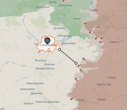 Какое расстояние от Славянска до фронта