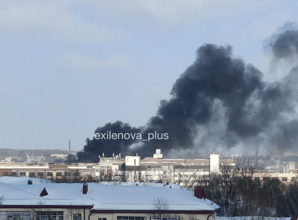 Пожар на заводе в Саранске, Россия