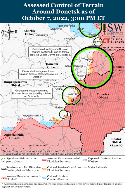 Карта боїв на Донбасі 8.10.2022