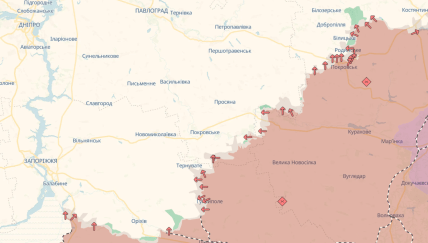 Карта, где идут бои в Запорожской и возле Днепропетровской области 16.02.2026