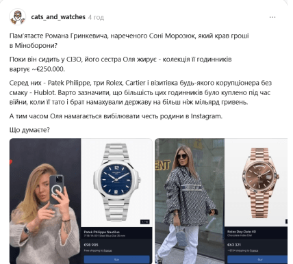 Ольга Гринкевич колекція годинників