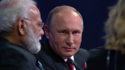 Володимир Путін, президент Росії на пресконференції у 2018 році