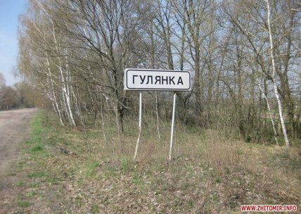 Знак на в'їзді в село Гулянка