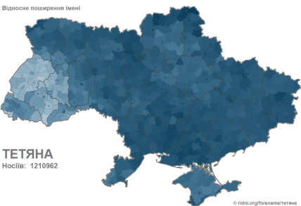 Скільки людей в Україні мають ім’я Тетяна