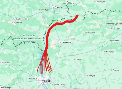 Карта, как реактивные "Шахеды" летят на Киев