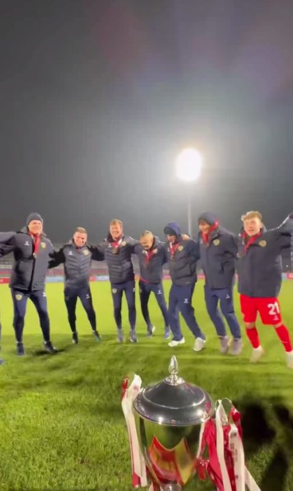 Сборная России по футболу U-21 празднует победу на Кубке Манаса