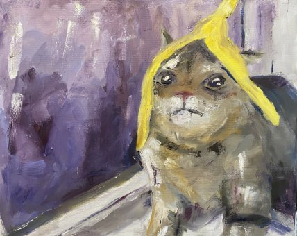 Картина "Під бананом на вікні ". Художник Олег Конорчук