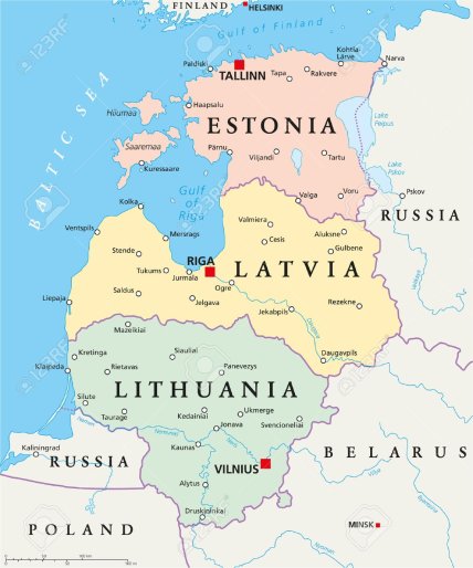 Латвія на карті - країна межує з РФ