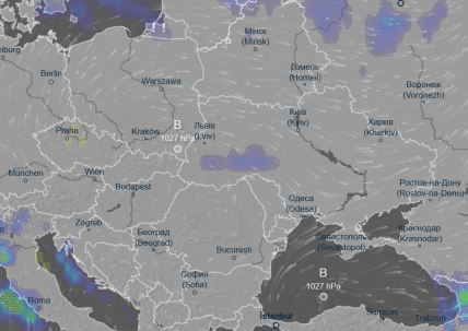 Прогноз опадів у Львові 14:00 2 березня