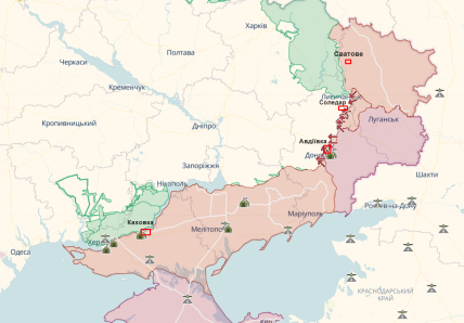Сватово, Соледар, Авдеевка и Каховка на карте боевых действий