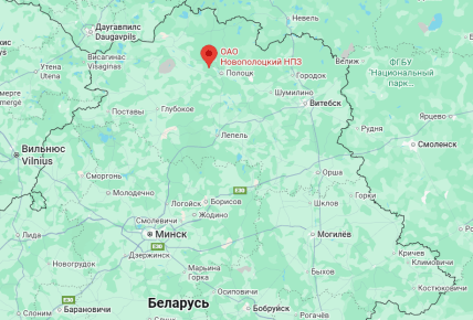 Новополоцький НПЗ ("Нафтан") на карті