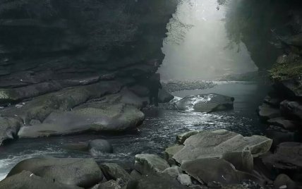 Кадр из фильма, снятый в каньоне