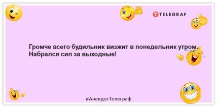 Анекдоты про понедельник - Громче всего будильник визжит в понедельник утром. Набрался сил за выходные!