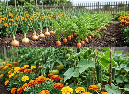 З чим садити цибулю, моркву, чорнобривці, помідори та огірки