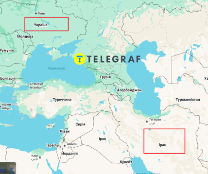 Україна та Іран на карті