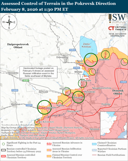Ситуація в районі Покровська на карті ISW