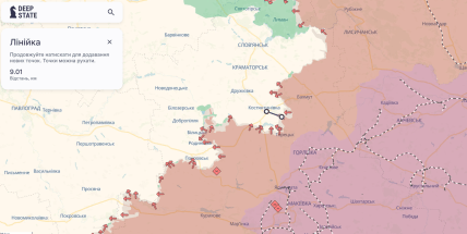 Костянтинівка на карті бойових дій 12.10.2025