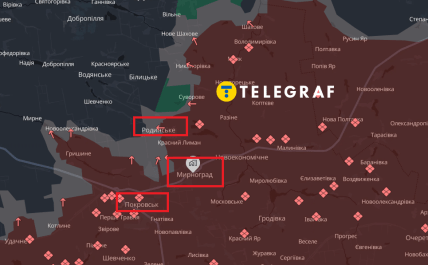 Покровска-Мирноград-Родненское на карте