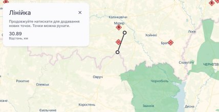 Яка відстань між Мозирським НПЗ та Україною, карта