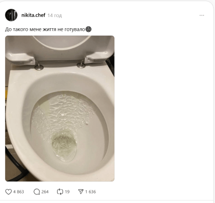 Допис в Treads про воду, що замерзла в унітазі