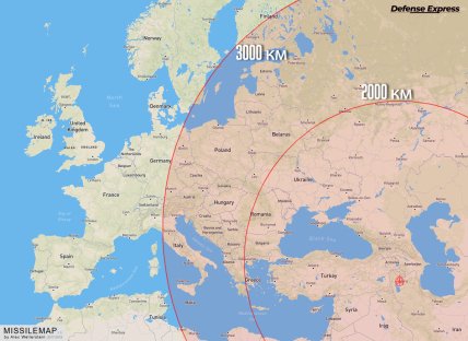 Радіус дальності іранських ракет