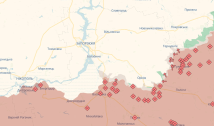 Карта напрямків наступу росіян у Запорізькій області