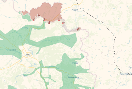 Карта боевых действий в Сумской области DeepState 20.12.2025