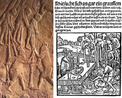 Рельеф, на котором изображена казнь на колу. Ассирия. Страница из памфлета трансильванских саксов о князе Дракуле, где также изображена казнь на сваях. Переиздание 1499 года