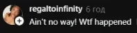 Англоязычный комментарий regaltoinfinity с удивленной реакцией на внешность певицы