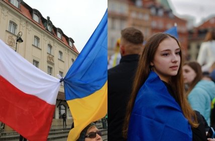 Фото українського та польського прапора