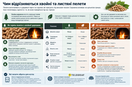 Які пелети ефективніше горять у котлі — хвойні чи листяні