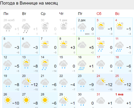 Вінниця, дощ, погода, Новий рік