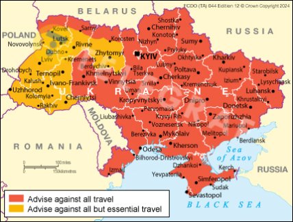 Оценка Британского МИД по областям Украины. Фото: "Телеграф"