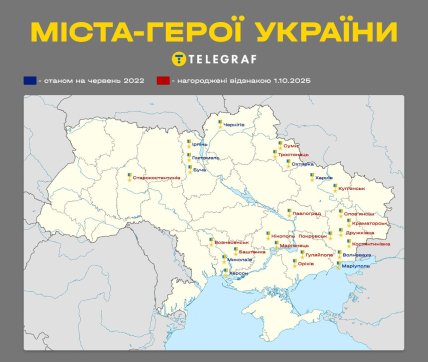 Старые и новые города-герои Украины по состоянию на 01.10.2025
