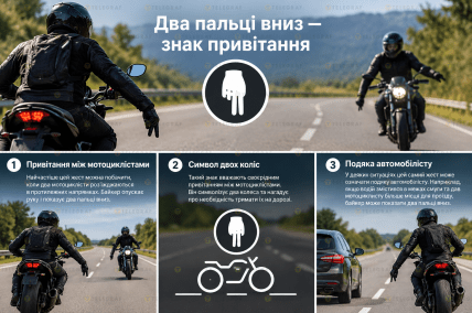 Байкеры используют жесты для общения на дороге